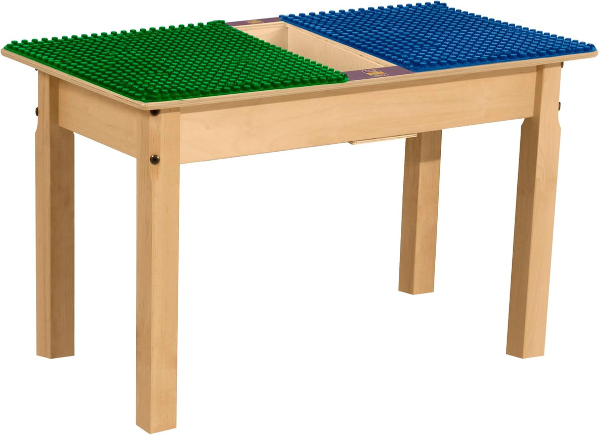 Rectangle Time-2-Play Table with a trough, along with 18" legs and a DUPLO® Compatible Grid of BLUE/GREEN Color