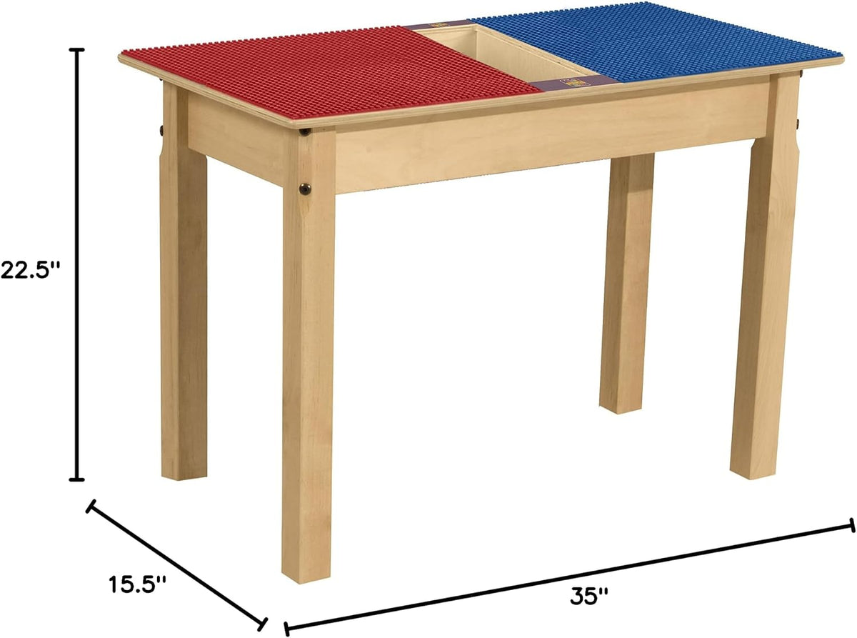 Rectangle Time-2-Play Table with a trough, along with 22" legs and a DUPLO® Compatible Grid of RED/BLUE Color