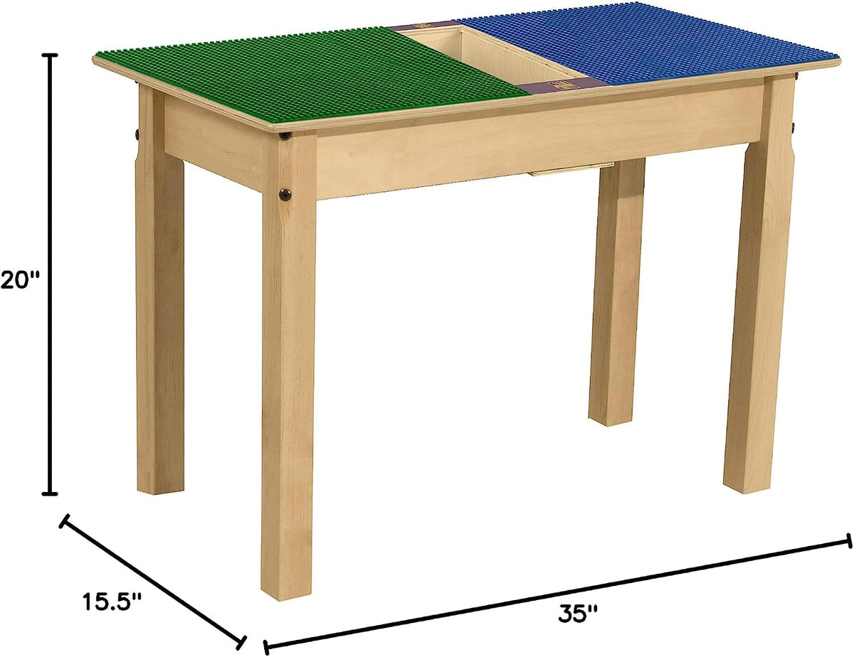 Rectangle Time-2-Play Table with a trough, along with 20" legs and a DUPLO® Compatible Grid of BLUE/GREEN Color