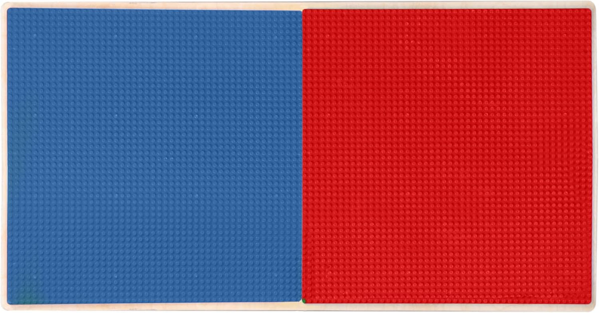 Rectangle Time-2-Play Table with a shelf, along with 14" legs and a LEGO® Compatible Grid of RED/BLUE Color