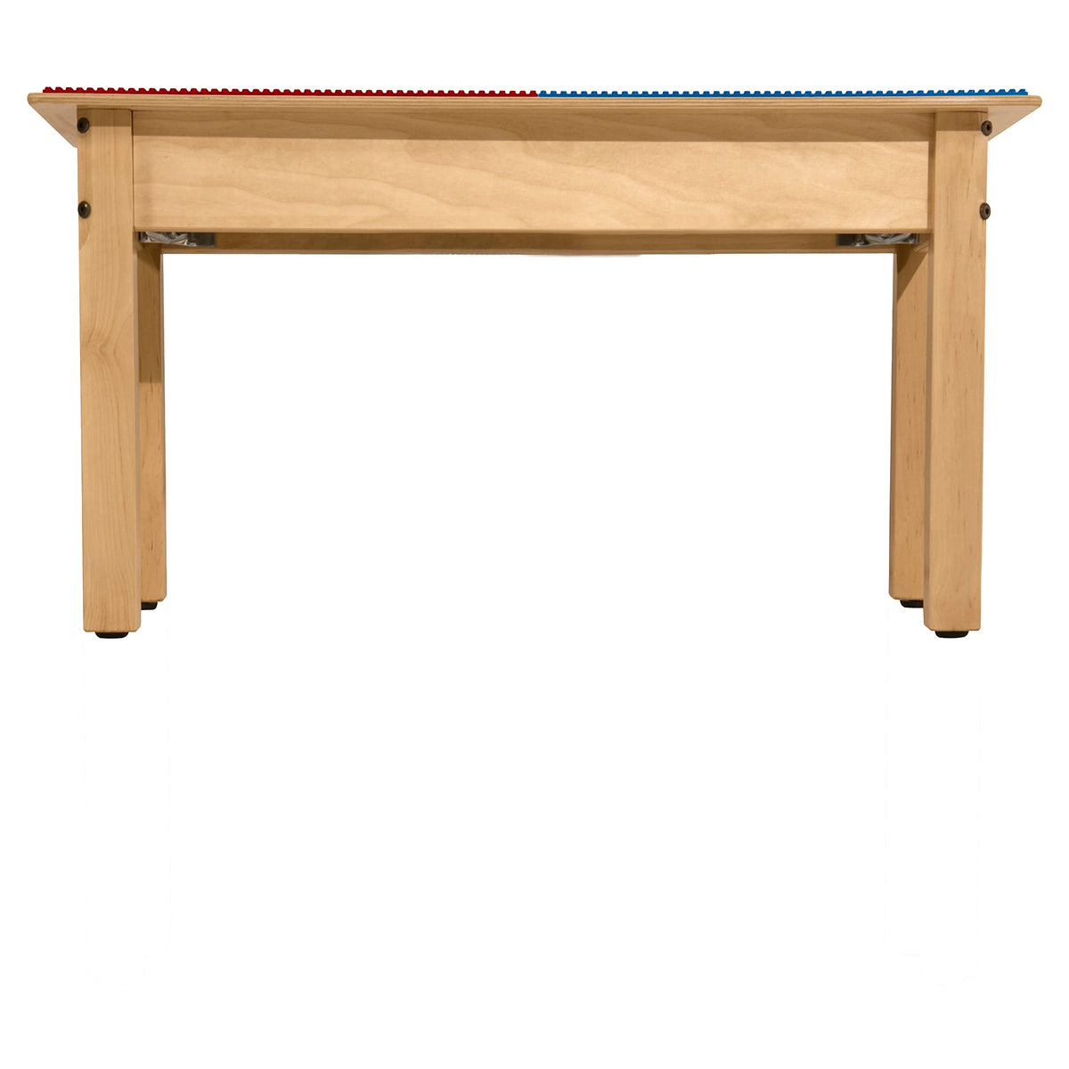 Square Time-2-Play Table with a trough, along with 14" legs and a DUPLO® Compatible Grid of RED/BLUE Color