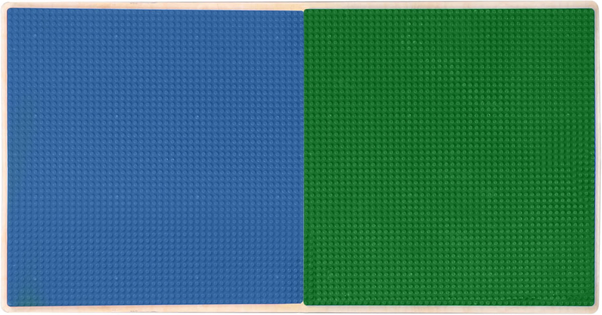 Rectangle Time-2-Play Table with a shelf, along with 22" legs and a LEGO® Compatible Grid of BLUE/GREEN Color