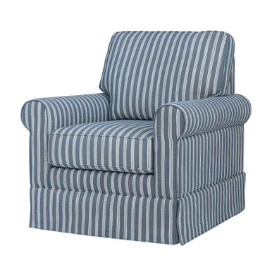 Riley Striped Upholstered Skirted Swivel Accent Chair