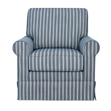 Riley Striped Upholstered Skirted Swivel Accent Chair