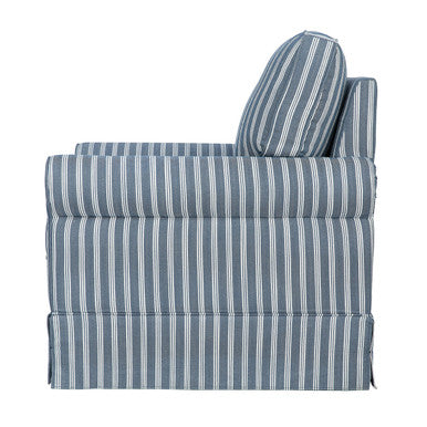 Riley Striped Upholstered Skirted Swivel Accent Chair