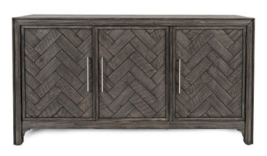 Urban Mid-Century Chevron Three-Door 60" Accent Cabinet