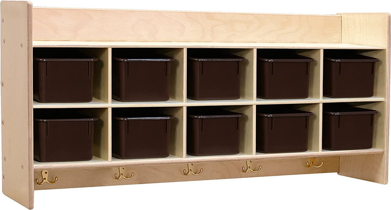 RRI Goods 10-Section Wall Mount Classroom Storage Cubby Organizer