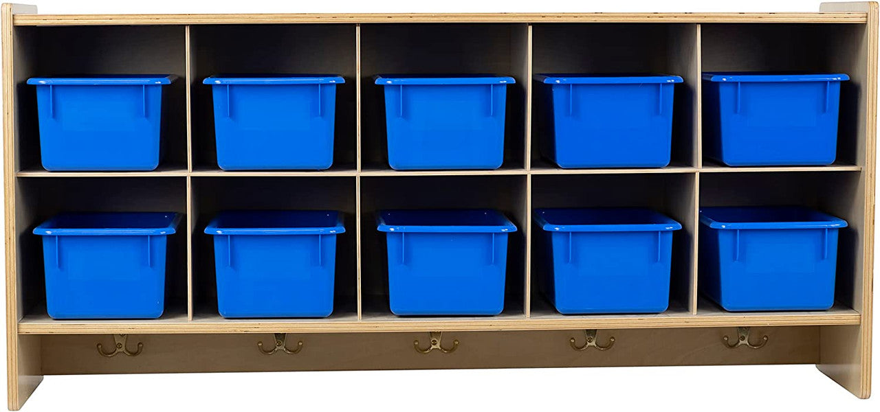 RRI Goods 10-Section Wall Mount Classroom Storage Cubby Organizer