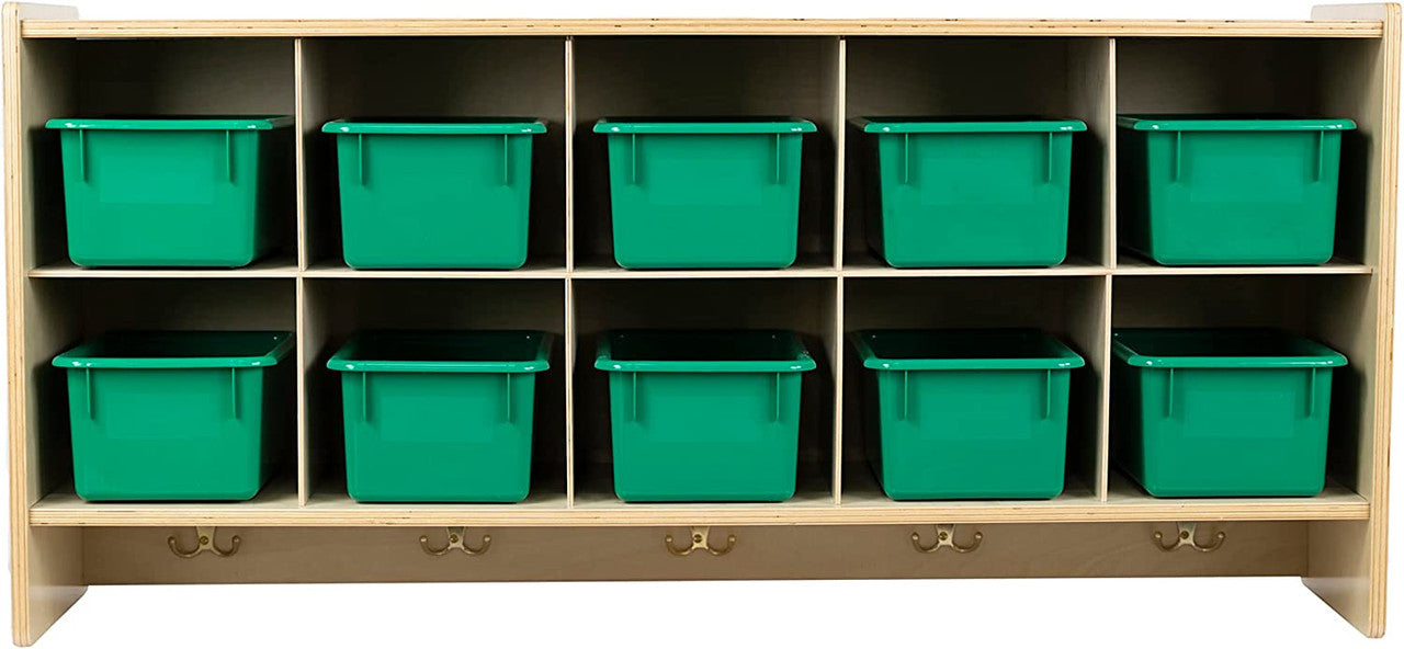 RRI Goods 10-Section Wall Mount Classroom Storage Cubby Organizer