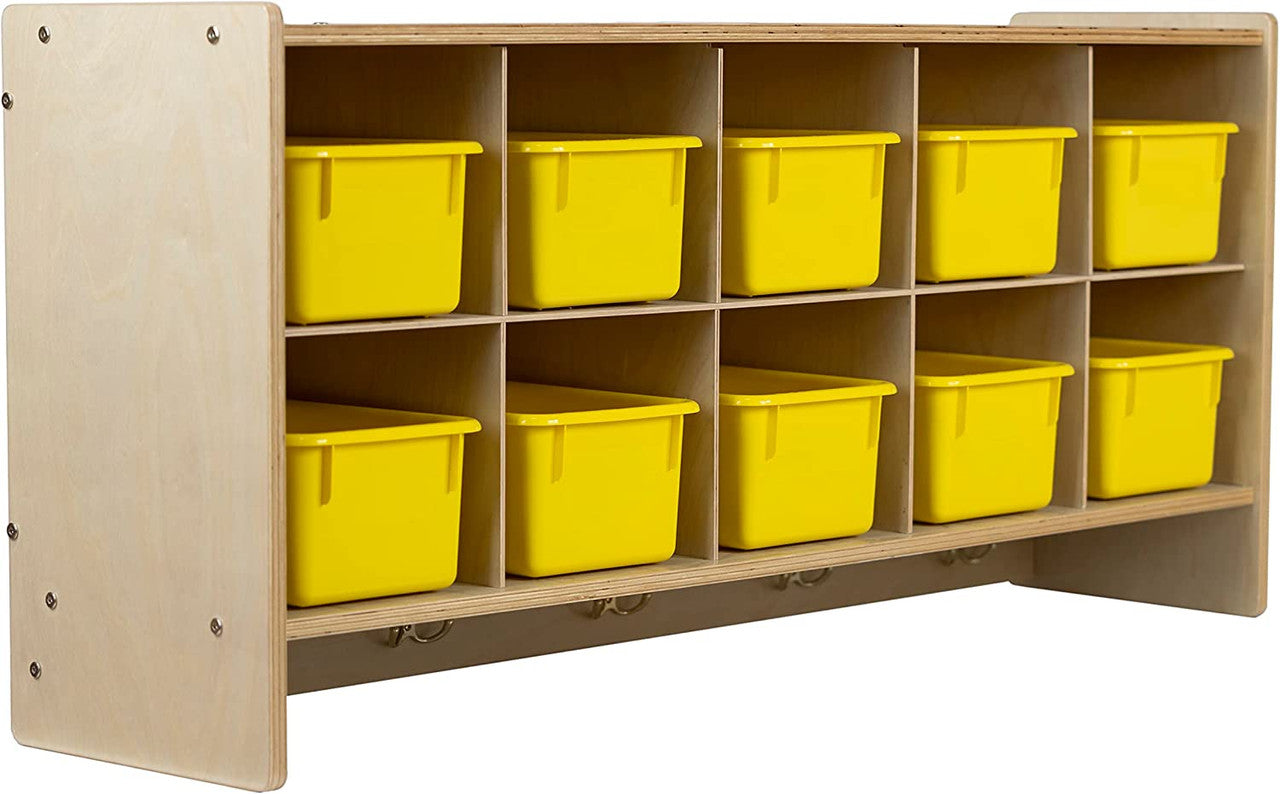 RRI Goods 10-Section Wall Mount Classroom Storage Cubby Organizer