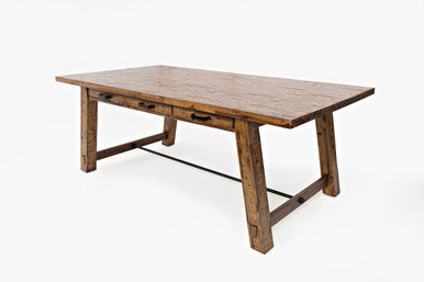 Narrow Gorge Distressed Industrial 82" Trestle Dining Table