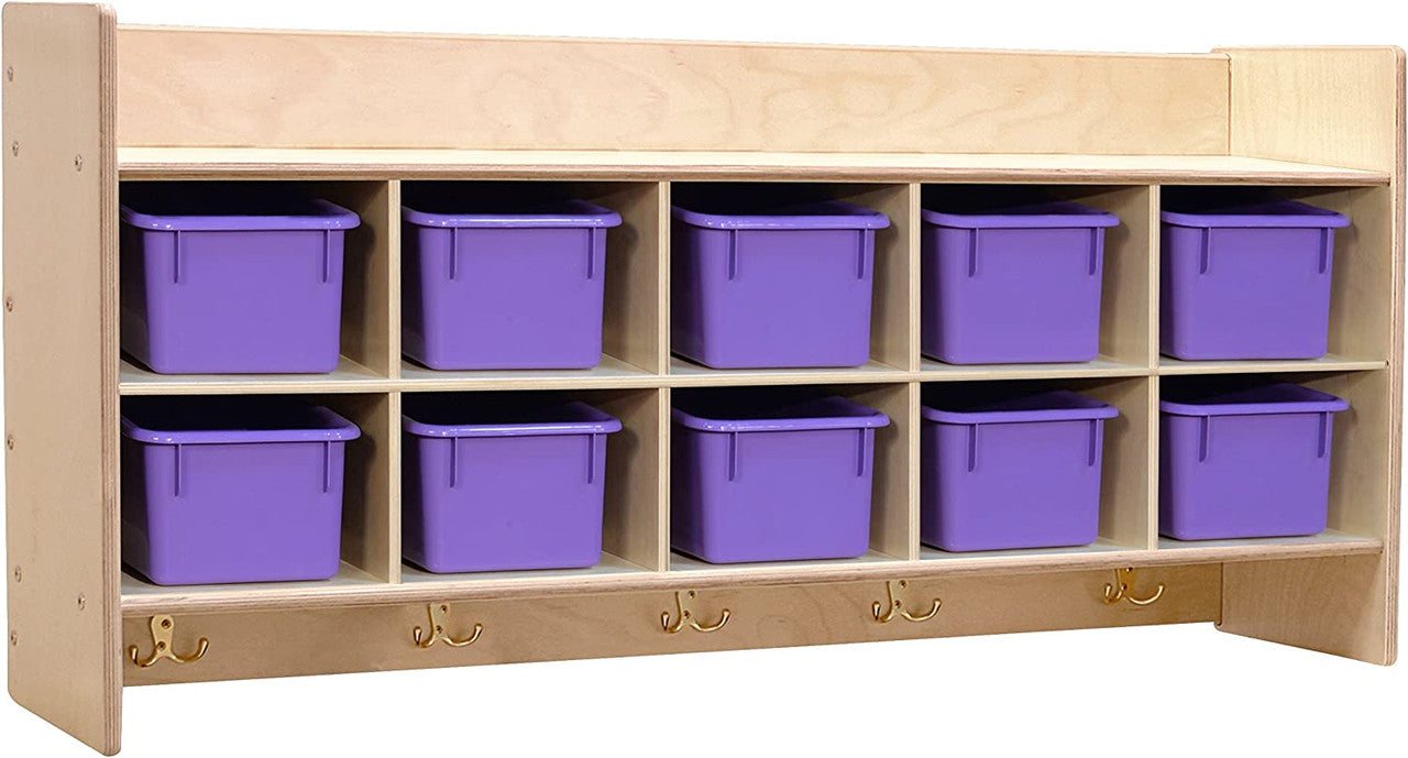 RRI Goods 10-Section Wall Mount Classroom Storage Cubby Organizer