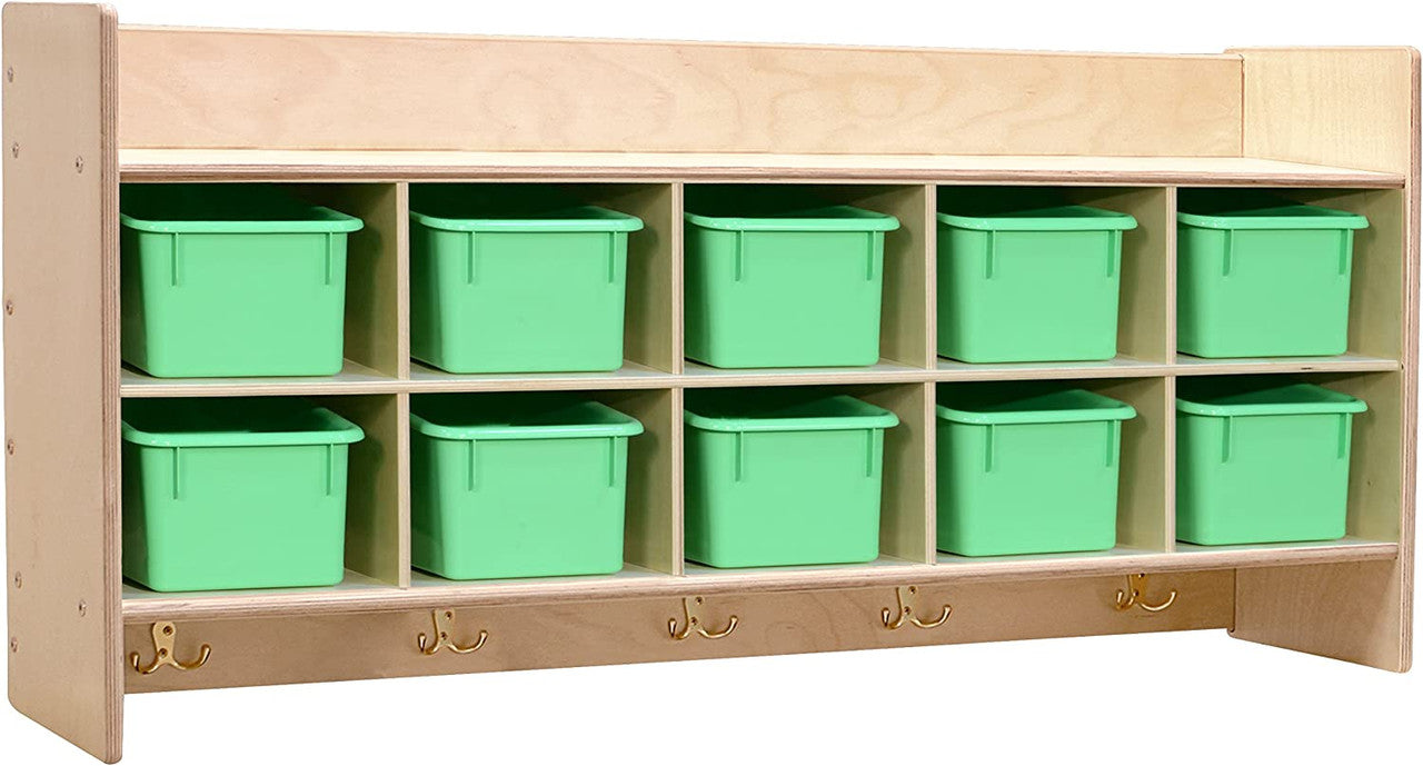 RRI Goods 10-Section Wall Mount Classroom Storage Cubby Organizer