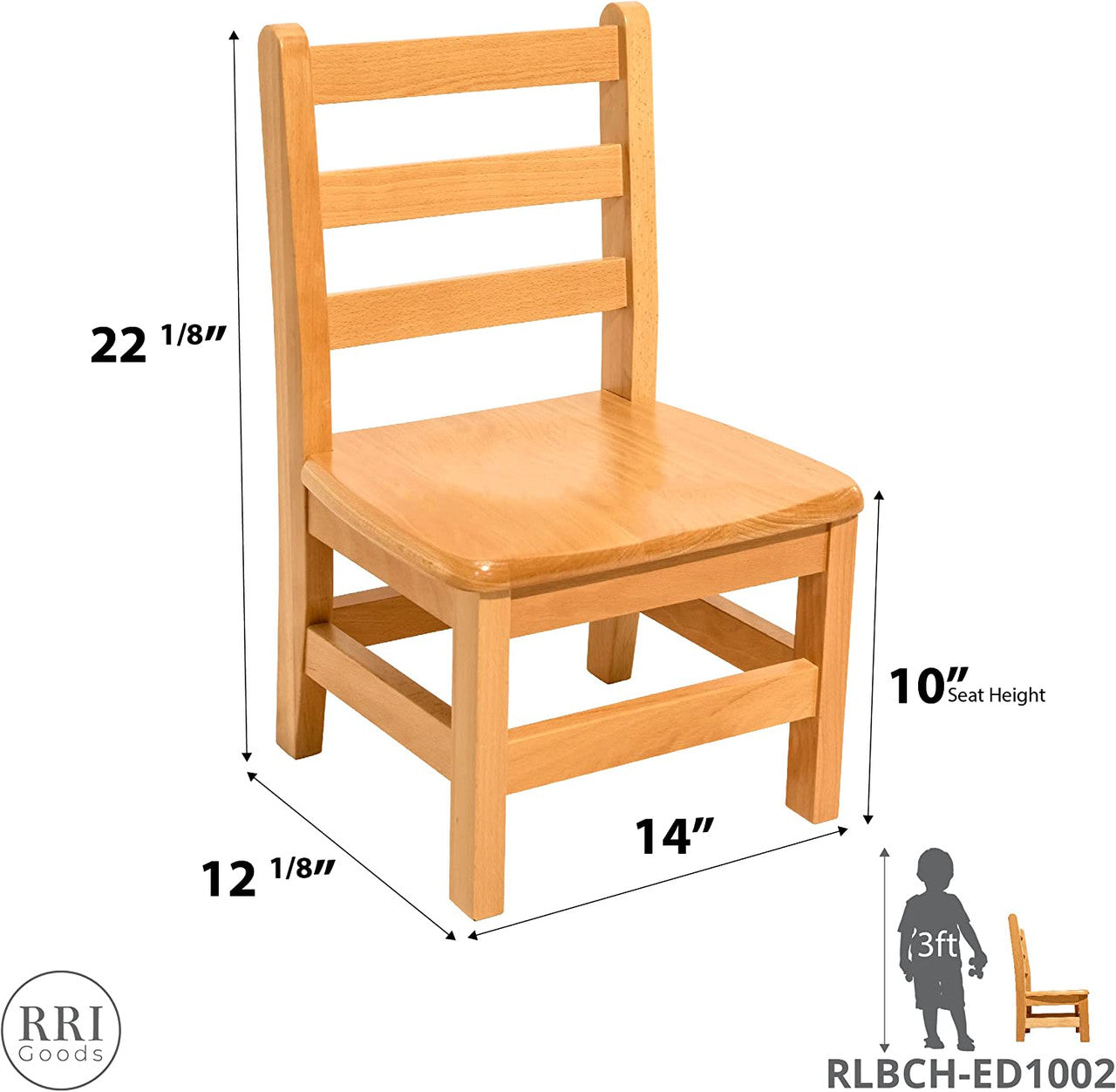 RRI Goods Ladderback Kid's Chair in Hardwood, Fully Assembled [Set of 2]