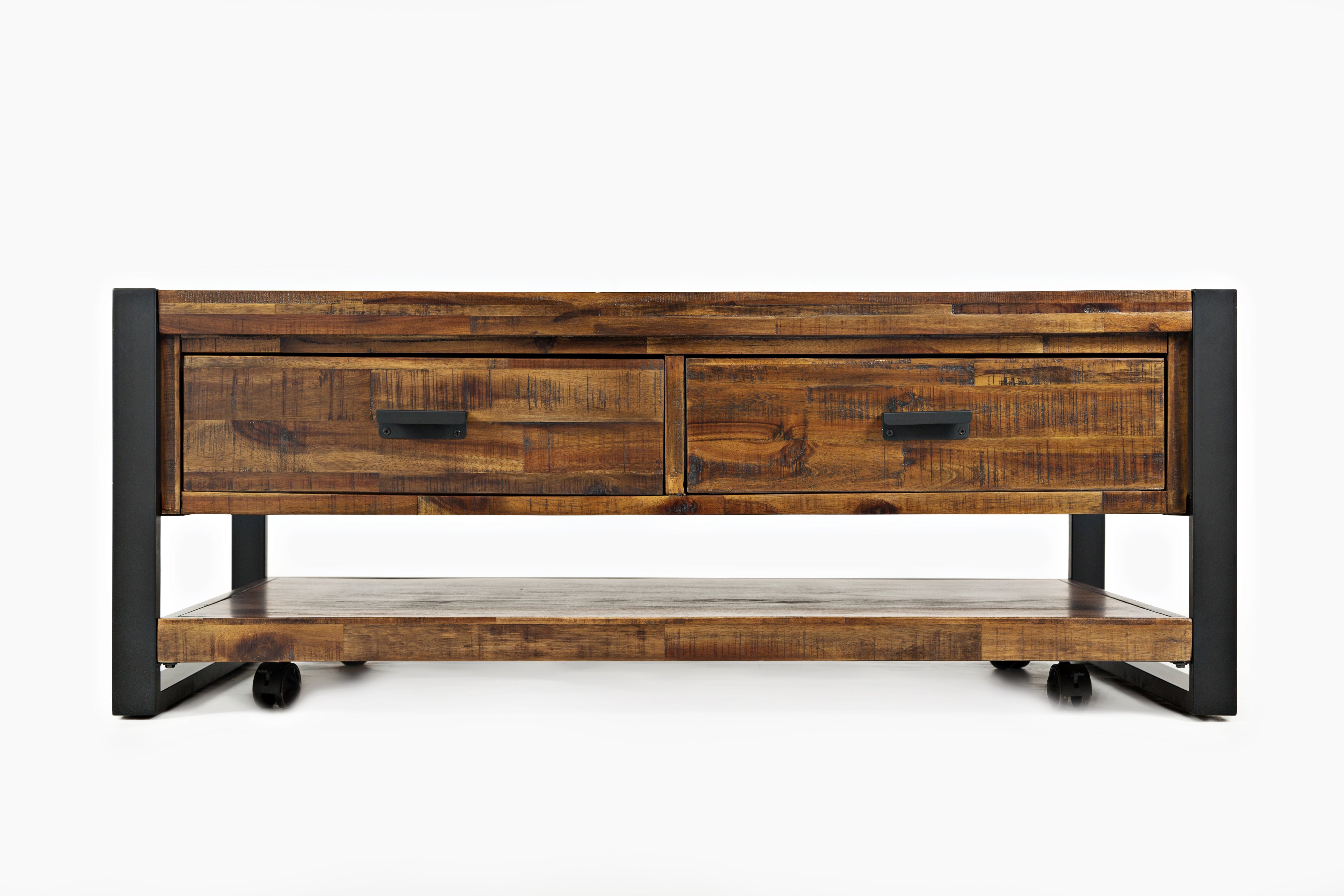 Foundry 48" Industrial Acacia Wood Coffee Table with Drawers