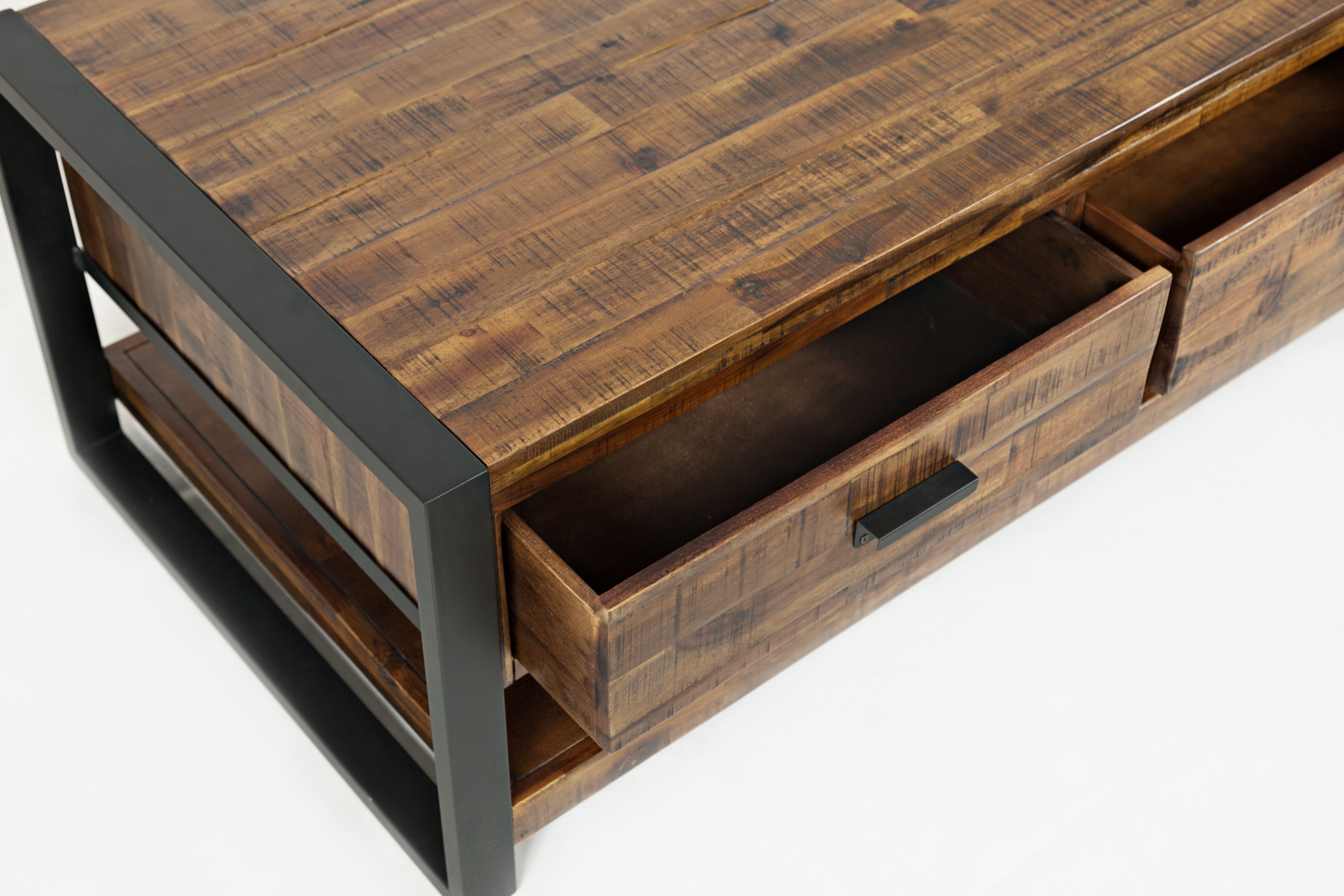 48" Industrial Acacia Wood Coffee Table