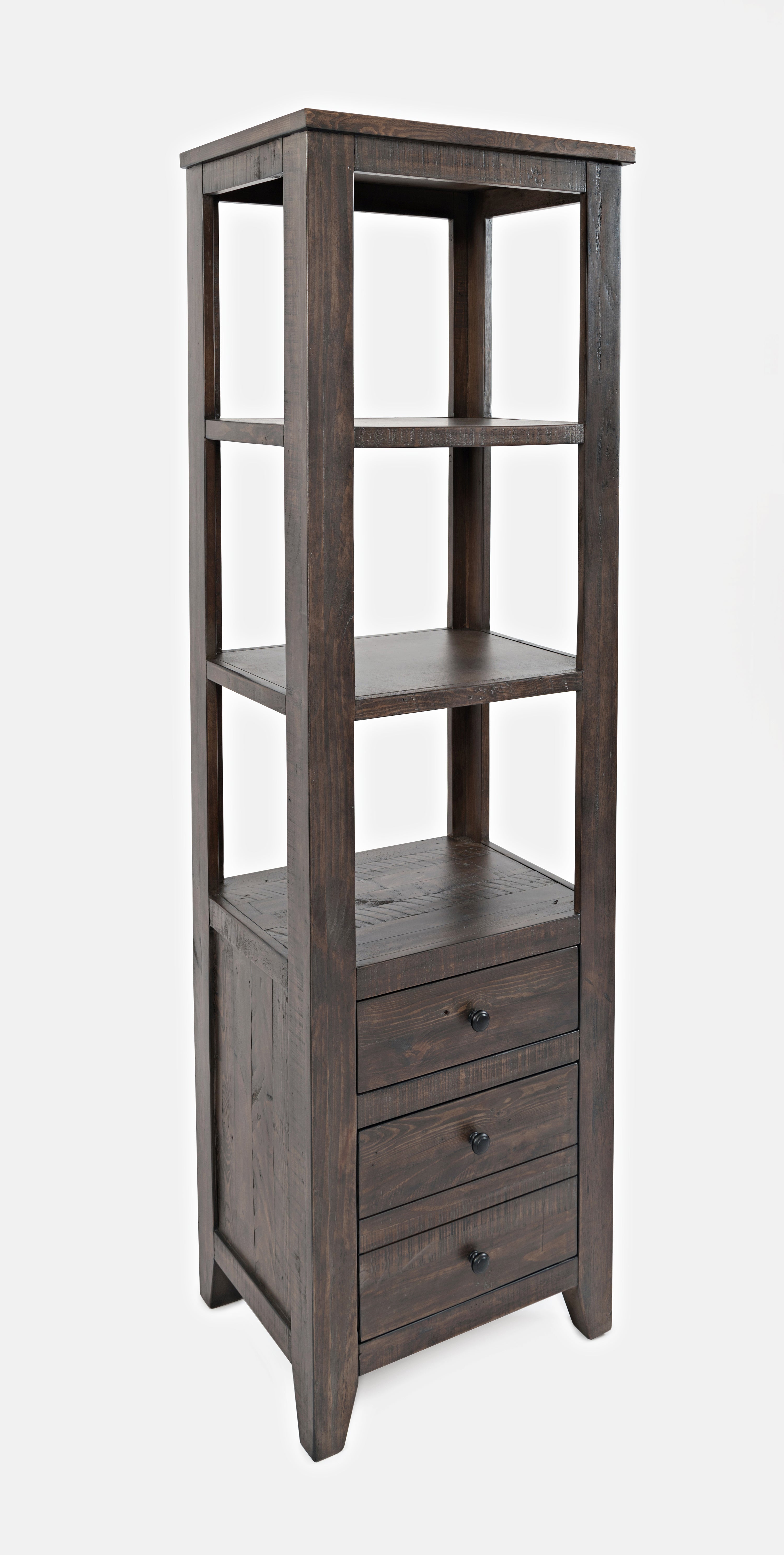72" Rustic Reclaimed Bookcase Pier with Storage Drawers