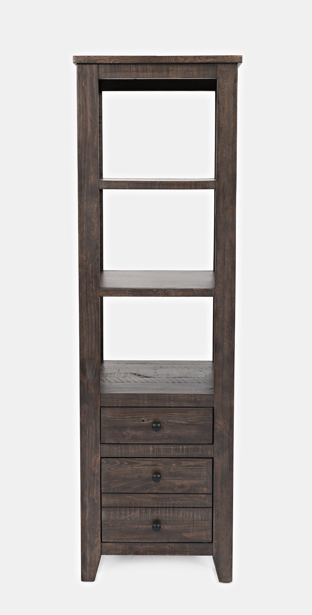 72" Rustic Reclaimed Bookcase Pier with Storage Drawers