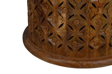 Decker - Hand Carved Rustic Mango Wood End Table
