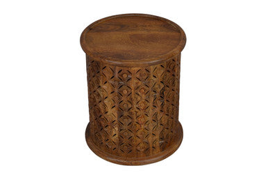 Decker - Hand Carved Rustic Mango Wood End Table
