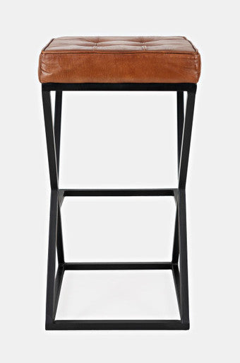 Universal Distressed Modern Leather Backless Stool