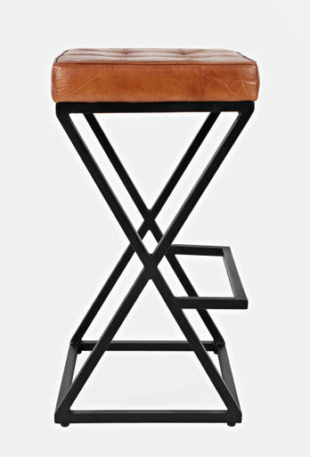 Universal Distressed Modern Leather Backless Stool