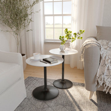 Solid Marble and Iron Modern Accent Tables (Set of 2)