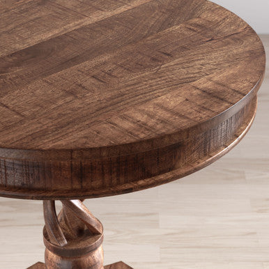 World Vault Hand Carved Solid Mango Wood Pedestal Table