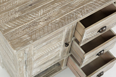 Artisan's Fusion Rustic Distressed Solid Wood Accent Chest, Washed Grey