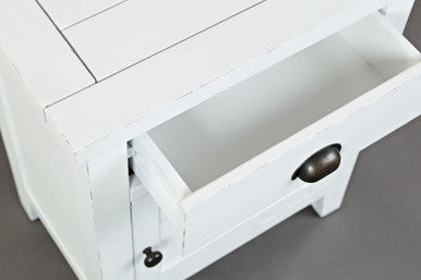Artisan's Fusion Rustic Solid Wood Accent Table, Distressed Weathered White