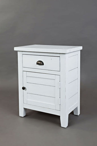 Artisan's Fusion Rustic Solid Wood Accent Table, Distressed Weathered White