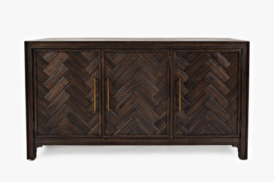 Urban Mid-Century Chevron Three-Door 60" Accent Cabinet