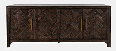 Urban Mid-Century Chevron Four-Door 79" Accent Cabinet