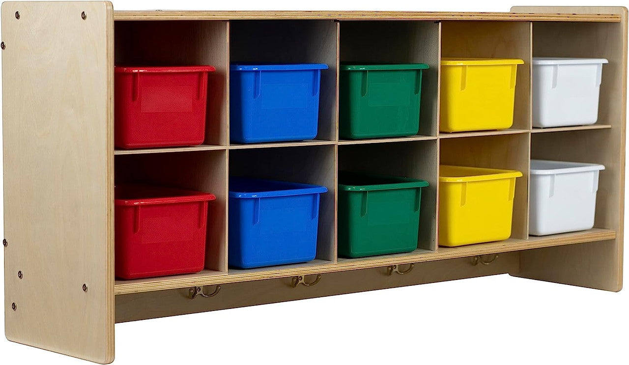 RRI Goods 10-Section Wall Mount Classroom Storage Cubby Organizer