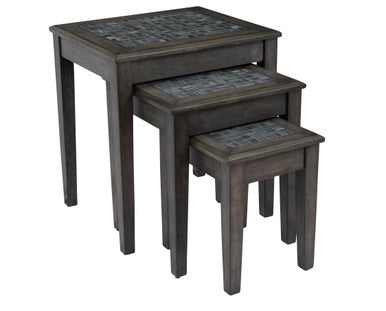 Ornate Nesting Tables with Mosaic Tile Inlay (Set of 3)