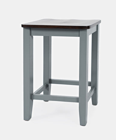 Coastal Town Solid Acacia Farmhouse Backless Saddle Stool (Set of 2)