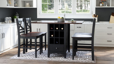 Cedar Cove Farmhouse Storage Counter Drop Leaf Dining Table