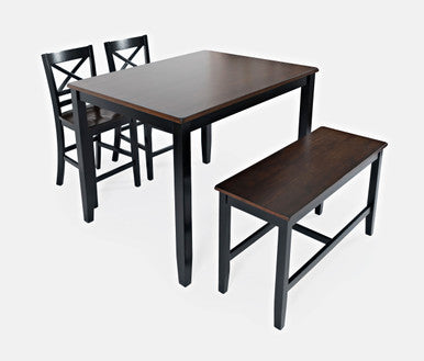 Cedar Cove Solid Acacia 4-Pc Counter Height Black Dining Set