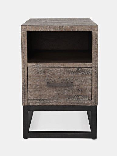 Meridian Distressed Solid Wood USB Charging Chairside Table