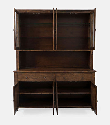 Urban Mission Style Hutch with LED Lights and 4 Door Server
