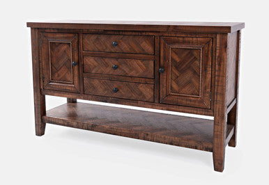 Vista Transitional Herringbone Distressed Acacia Buffet Server