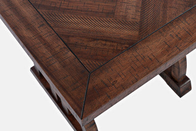 Vista Transitional Herringbone Distressed Acacia End Table