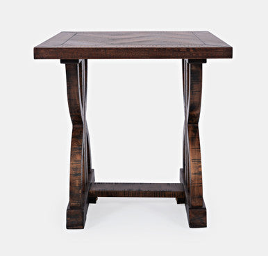 Vista Transitional Herringbone Distressed Acacia End Table