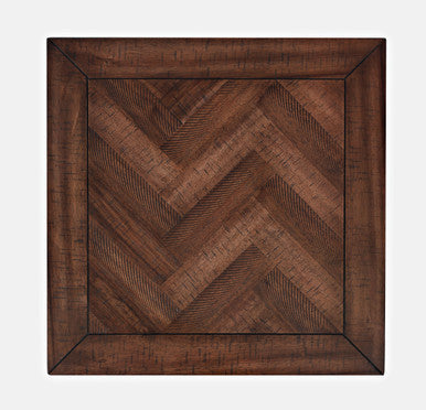 Vista Transitional Herringbone Distressed Acacia End Table