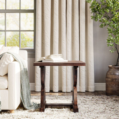 Vista Transitional Herringbone Distressed Acacia End Table