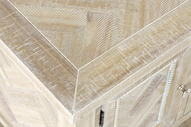 Vista Transitional Herringbone Distressed Acacia Buffet Server