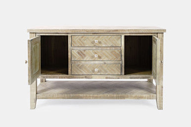 Vista Transitional Herringbone Distressed Acacia Buffet Server