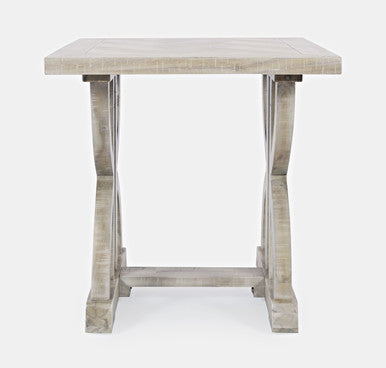 Vista Transitional Herringbone Distressed Acacia End Table