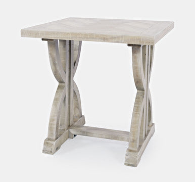 Vista Transitional Herringbone Distressed Acacia End Table