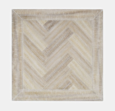 Vista Transitional Herringbone Distressed Acacia End Table